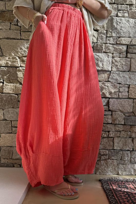 Tasha Cushion Cotton Balloon Barrel Pant Watermelon